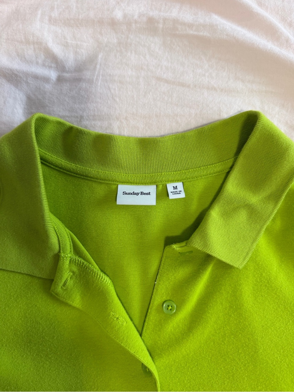 Sunday Best Cropped Button-Down Top in Lime Green - Picture 3 of 6